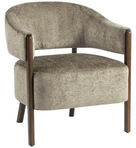 HOMCOM Poltrona d'accento, poltrona imbottita in chenille con struttura e gambe in legno massello, Marrone chiaro | Aosom Italy