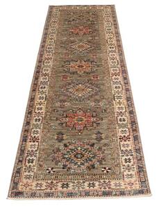 Tappeto Kazak Fine Stilizzato Grigio Tortora Beige Corsia 80x243 Cm