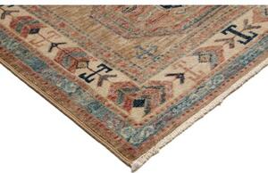 Tappeto Kazak Fine Geometrico Sabbia Azzurro Corsia 76x249 Cm