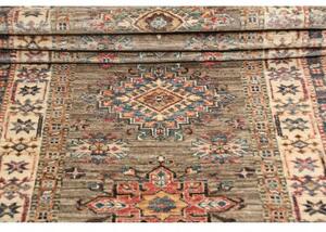Tappeto Kazak Fine Stilizzato Grigio Tortora Beige Corsia 80x243 Cm