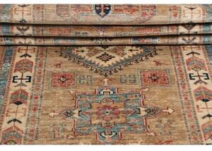 Tappeto Kazak Fine Geometrico Sabbia Azzurro Corsia 76x249 Cm