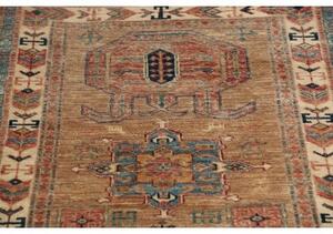 Tappeto Kazak Fine Geometrico Sabbia Azzurro Corsia 76x249 Cm