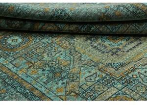Tappeto Kairo Geometrico Verde Petrolio Ocra 149x199 Cm