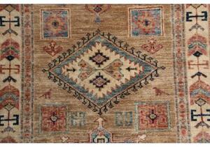 Tappeto Kazak Fine Geometrico Sabbia Azzurro Corsia 76x249 Cm