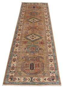 Tappeto Kazak Fine Geometrico Sabbia Azzurro Corsia 76x249 Cm