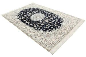 Tappeto Nain 6la Medaglione Floreale Blu Notte Avorio 153x240 Cm