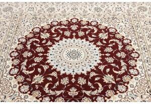 Tappeto Nain 6la Medaglione Floreale Avorio Rosso Quadrato 157x157 Cm