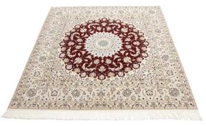 Tappeto Nain 6la Medaglione Floreale Avorio Rosso Quadrato 157x157 Cm