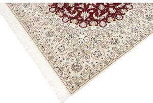 Tappeto Nain 6la Medaglione Floreale Avorio Rosso Quadrato 157x157 Cm