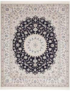 Tappeto Nain 6la Medaglione Floreale Avorio Blu Scuro 259x316 Cm
