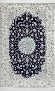 Tappeto Nain 6la Medaglione Floreale Blu Notte Avorio 153x240 Cm