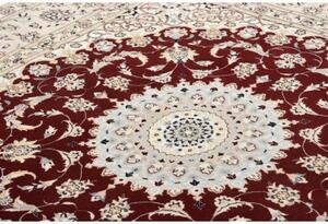 Tappeto Nain 6la Medaglione Floreale Avorio Rosso Quadrato 157x157 Cm