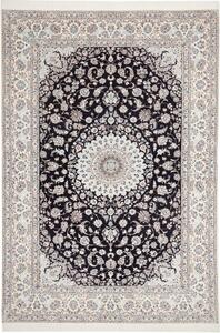 Tappeto Nain 6la Medaglione Floreale Nero Avorio 213x314 Cm