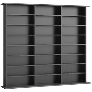 HOMCOM Mobile Porta CD a 8 Livelli con 18 Ripiani Regolabili, 1032 CD/594 DVD/Blu-ray Salvaspazio, con 24 Scomparti, 145x24x126.3 cm, Nero | Aosom Italy