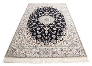 Tappeto Nain 6la Medaglione Floreale Blu Scuro Celeste 157x252 Cm