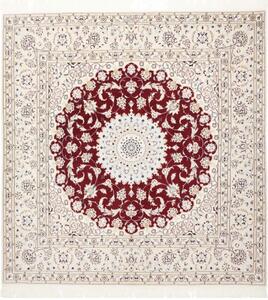 Tappeto Nain 6la Medaglione Floreale Avorio Rosso Quadrato 157x157 Cm