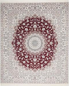 Tappeto Nain 6la Medaglione Floreale Avorio Bordeaux 262x315 Cm