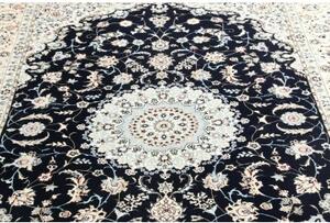 Tappeto Nain 6la Medaglione Floreale Blu Notte Avorio 153x240 Cm