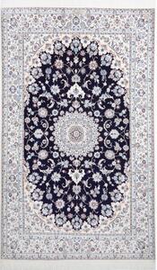 Tappeto Nain 6la Medaglione Floreale Blu Scuro Celeste 157x252 Cm