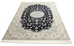 Tappeto Nain 6la Medaglione Floreale Blu Notte Avorio 153x240 Cm