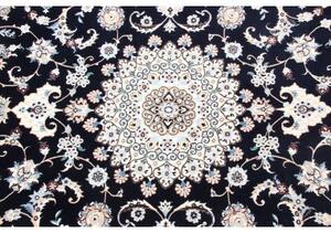 Tappeto Nain 6la Medaglione Floreale Blu Scuro Celeste 157x252 Cm