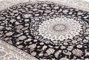Tappeto Nain 6la Medaglione Floreale Nero Avorio 213x314 Cm
