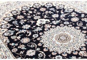 Tappeto Nain 6la Medaglione Floreale Blu Scuro Celeste 157x252 Cm