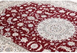 Tappeto Nain 6la Medaglione Floreale Rosso Scuro Avorio 150x230 Cm