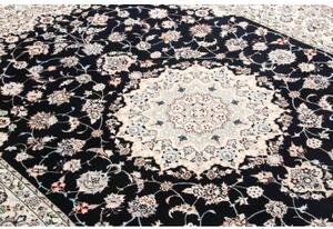 Tappeto Nain 6la Medaglione Floreale Blu Scuro Bianco Avorio 157x237 Cm