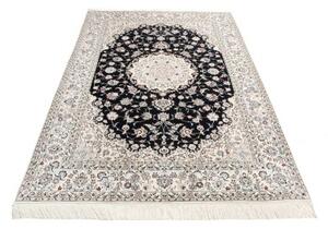 Tappeto Nain 6la Medaglione Floreale Blu Scuro Bianco Avorio 157x237 Cm