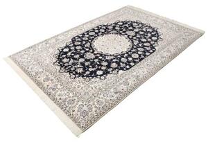 Tappeto Nain 6la Medaglione Floreale Blu Scuro Bianco Avorio 157x237 Cm