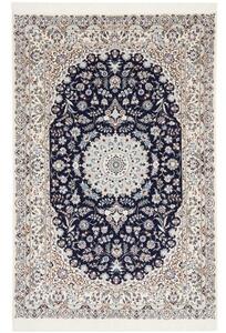 Tappeto Nain 6la Medaglione Floreale Blu Scuro Avorio 122x185 Cm