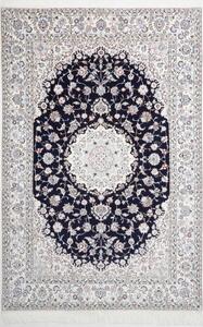 Tappeto Nain 6la Medaglione Floreale Blu Scuro Bianco Avorio 157x237 Cm