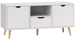 HOMCOM Mobile Porta TV max 50" con Cassetto, Ripiano Aperto e Armadietti, 110x40x50 cm, Bianco e Legno