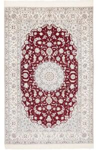 Tappeto Nain 6la Medaglione Floreale Rosso Avorio 155x240 Cm
