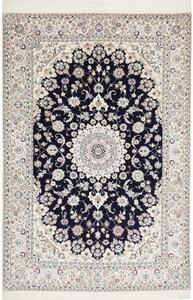 Tappeto Nain 6la Medaglione Floreale Blu Scuro Avorio 153x232 Cm