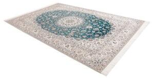 Tappeto Nain 6la Medaglione Floreale Blu Petrolio Avorio 208x304 Cm