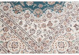 Tappeto Nain 6la Medaglione Floreale Blu Petrolio Avorio 208x304 Cm
