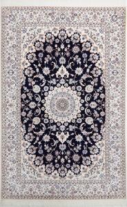 Tappeto Nain 6la Medaglione Floreale Blu Scuro Avorio 158x245 Cm