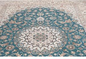 Tappeto Nain 6la Medaglione Floreale Blu Petrolio Avorio 208x304 Cm