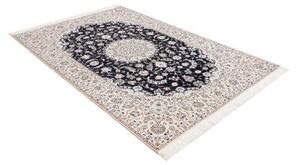 Tappeto Nain 6la Medaglione Floreale Blu Scuro Avorio 155x232 Cm