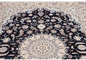 Tappeto Nain 6la Medaglione Floreale Blu Scuro Avorio 155x232 Cm