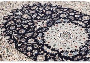 Tappeto Nain 6la Medaglione Floreale Blu Scuro Avorio 122x185 Cm