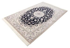 Tappeto Nain 6la Medaglione Floreale Blu Scuro Avorio 158x245 Cm