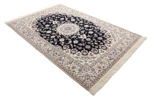 Tappeto Nain 6la Medaglione Floreale Blu Scuro Avorio 158x245 Cm