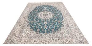 Tappeto Nain 6la Medaglione Floreale Blu Petrolio Avorio 208x304 Cm