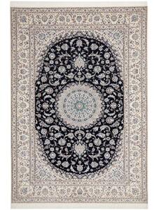 Tappeto Nain 6la Medaglione Floreale Nero Avorio 220x320 Cm