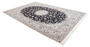 Tappeto Nain 6la Medaglione Floreale Blu Scuro Bianco Avorio 211x308 Cm