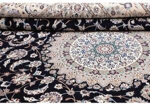 Tappeto Nain 6la Medaglione Floreale Nero Avorio 220x320 Cm