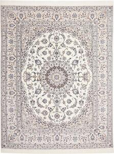 Tappeto Nain 6la Medaglione Floreale Avorio Blu 208x266 Cm